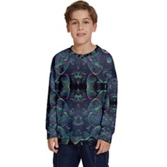 Background Pattern Mushrooms Kids  Crewneck Sweatshirt by Ravend