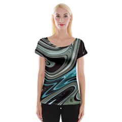 Abstract Waves Background Wallpaper Cap Sleeve Top by Ravend