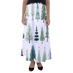 Christmas Trees Flared Maxi Skirt