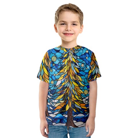 Stained Glass Winter Kids  Sport Mesh T-shirt by Vaneshop