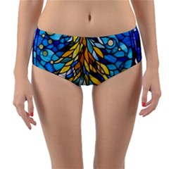 Stained Glass Winter Reversible Mid-waist Bikini Bottoms by Vaneshop