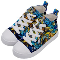 Stained Glass Winter Kids  Mid-top Canvas Sneakers