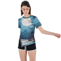 Christmas Frame Border Asymmetrical Short Sleeve Sports T-shirt by Vaneshop