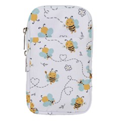 Bee Art Pattern Design Wallpaper Background Print Waist Pouch (large)