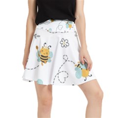 Bee Art Pattern Design Wallpaper Background Print Waistband Skirt