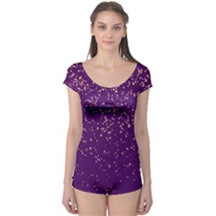 Purple Glittery Backdrop Scrapbooking Sparkle Boyleg Leotard 