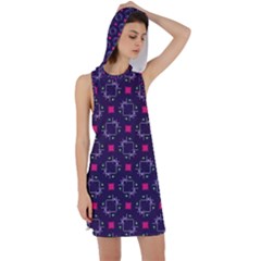 Geometric Pattern Retro Style Background Racer Back Hoodie Dress by Vaneshop