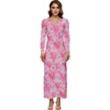 Valentine Romantic Love Watercolor Pink Pattern Texture Long Sleeve Longline Maxi Dress View1