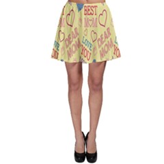 Love Mom Happy Mothers Day I Love Mom Graphic Pattern Skater Skirt