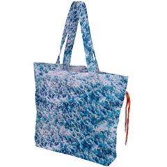 Summer Blue Ocean Wave Drawstring Tote Bag by Jack14