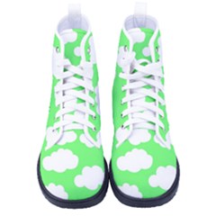 Cute Clouds Green Neon Women s High-top Canvas Sneakers by ConteMonfrey