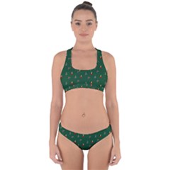 Christmas Green Pattern Background Cross Back Hipster Bikini Set by Pakjumat