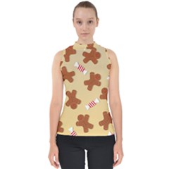 Gingerbread Christmas Time Mock Neck Shell Top