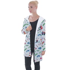 Illustration Christmas Pattern Longline Hooded Cardigan by Pakjumat