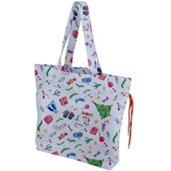 New Year Christmas Winter Drawstring Tote Bag by Pakjumat