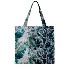 Blue Ocean Waves Zipper Grocery Tote Bag by Jack14