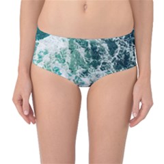 Blue Ocean Waves Mid-waist Bikini Bottoms by Jack14