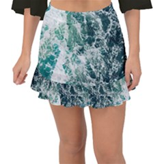 Blue Ocean Waves Fishtail Mini Chiffon Skirt by Jack14