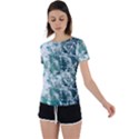 Blue Ocean Waves Back Circle Cutout Sports T-Shirt View1