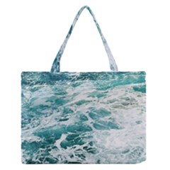 Blue Crashing Ocean Wave Zipper Medium Tote Bag by Jack14