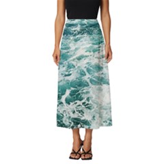 Blue Crashing Ocean Wave Classic Midi Chiffon Skirt by Jack14