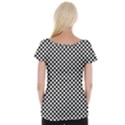 Black And White Checkerboard Background Board Checker Cap Sleeve Top View2