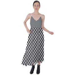 Black And White Checkerboard Background Board Checker Tie Back Maxi Dress by Amaryn4rt