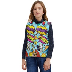 Comic Elements Colorful Seamless Pattern Kid s Button Up Puffer Vest	 by Amaryn4rt