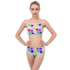 Snowflake Pattern Repeated Layered Top Bikini Set by Amaryn4rt