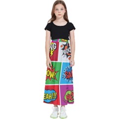 Pop Art Comic Vector Speech Cartoon Bubbles Popart Style With Humor Text Boom Bang Bubbling Expressi Kids  Flared Maxi Skirt by Amaryn4rt