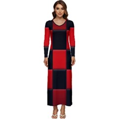 Black And Red Backgrounds- Long Sleeve Longline Maxi Dress by Amaryn4rt