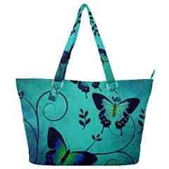 Texture Butterflies Background Full Print Shoulder Bag by Amaryn4rt