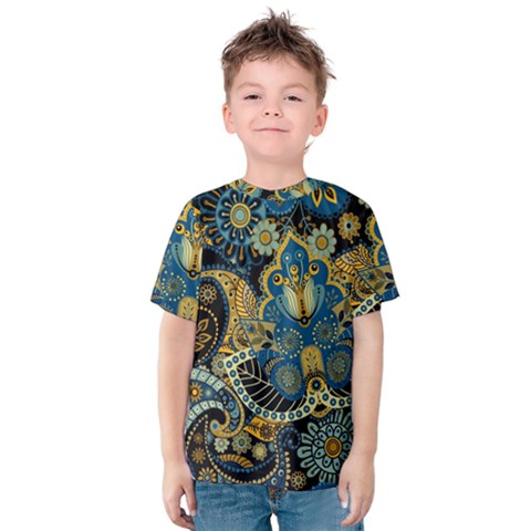 Retro Ethnic Background Pattern Vector Kids  Cotton T-shirt by Amaryn4rt