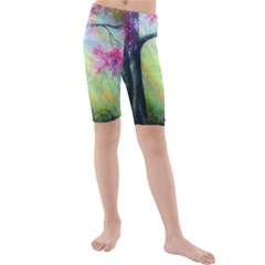 Forests Stunning Glimmer Paintings Sunlight Blooms Plants Love Seasons Traditional Art Flowers Sunsh Kids  Mid Length Swim Shorts by Amaryn4rt