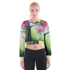 Forests Stunning Glimmer Paintings Sunlight Blooms Plants Love Seasons Traditional Art Flowers Sunsh Cropped Sweatshirt by Amaryn4rt