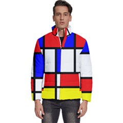 Mondrian-red-blue-yellow Men s Puffer Bubble Jacket Coat by Amaryn4rt