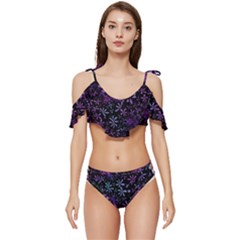 Retro-flower-pattern-design-batik Ruffle Edge Tie Up Bikini Set	 by Amaryn4rt