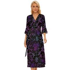 Retro-flower-pattern-design-batik Midsummer Wrap Dress