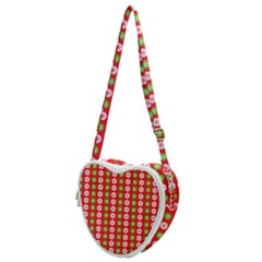 Festive Pattern Christmas Holiday Heart Shoulder Bag by Amaryn4rt