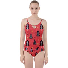 Christmas Christmas Tree Pattern Cut Out Top Tankini Set by Amaryn4rt