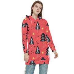 Christmas Christmas Tree Pattern Women s Long Oversized Pullover Hoodie by Amaryn4rt