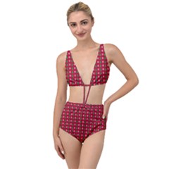 Snowflake Christmas Tree Pattern Tied Up Two Piece Swimsuit by Amaryn4rt