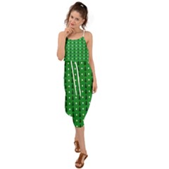 Green Christmas Tree Pattern Background Waist Tie Cover Up Chiffon Dress by Amaryn4rt