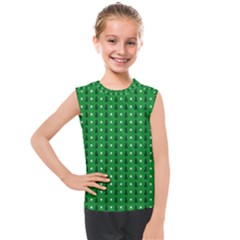 Green Christmas Tree Pattern Background Kids  Mesh Tank Top by Amaryn4rt