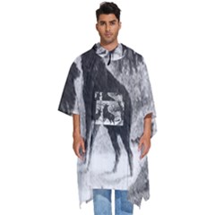 Stag-deer-forest-winter-christmas Men s Hooded Rain Ponchos by Amaryn4rt