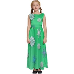 Snowflakes-winter-christmas-overlay Kids  Satin Sleeveless Maxi Dress