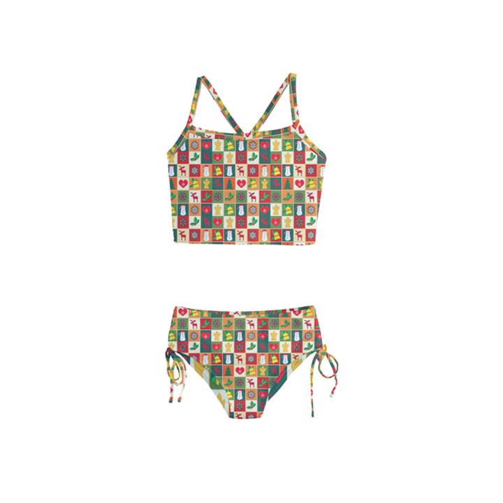 Pattern-christmas-patterns Girls  Tankini Swimsuit