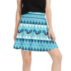 Blue Christmas Vintage Ethnic Seamless Pattern Waistband Skirt by Amaryn4rt