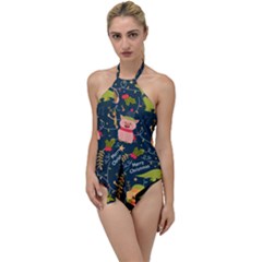 Colorful-funny-christmas-pattern Merry Christmas Xmas Go With The Flow One Piece Swimsuit by Amaryn4rt