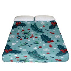 Seamless-pattern-with-berries-leaves Fitted Sheet (california King Size) by Amaryn4rt